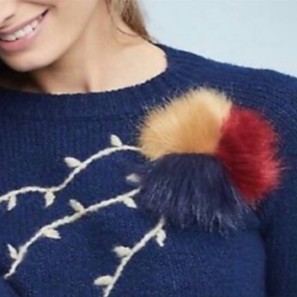 Anthropologie Field Flower Sweater Womens Small Blue Evie Pullover Long Sleeves - Picture 2 of 10